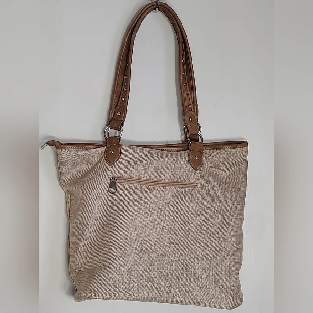 Montana West Burlap Tan Tote Bag with Tribal Design